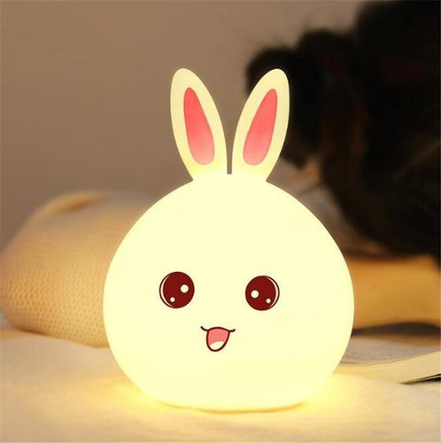 New style Rabbit LED Night Light For Children Baby Kids Bedside Lamp Multicolor Silicone Touch Sensor Tap Control Nightlight